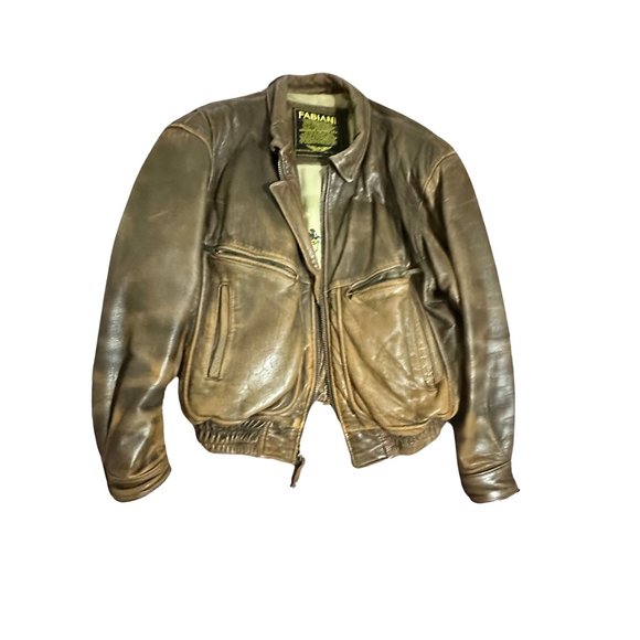 Vintage Fabiani Distressed Leather Bomber Jacket - Picture 1 of 4